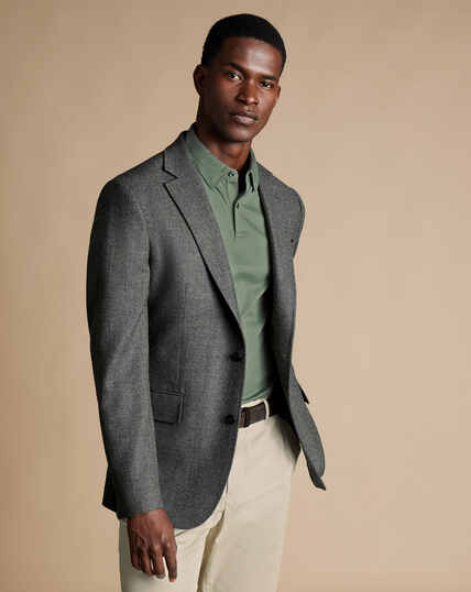 Twill Wool Texture Jacket - Grey