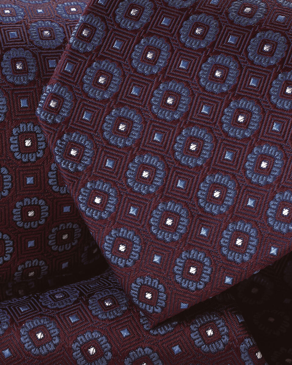 Silk Medallion Tie - Burgundy