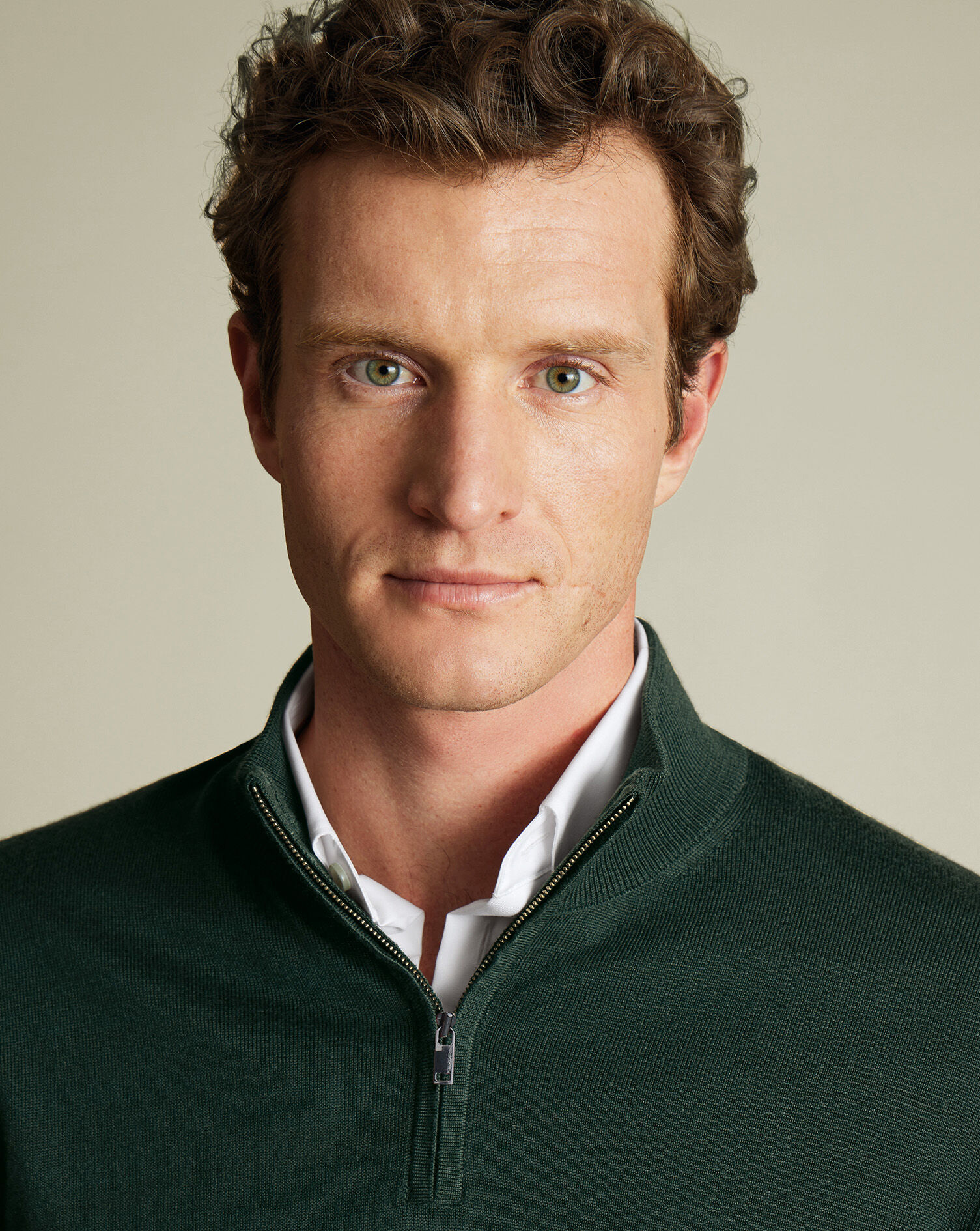 Merino Quarter Zip Sweater - Forest Green