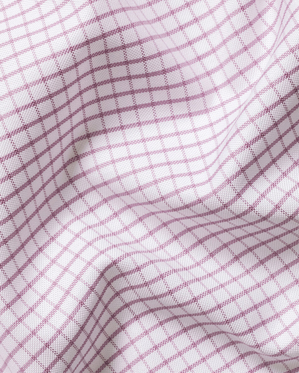 Non-Iron Stretch Oxford Check Shirt - Burgundy Red