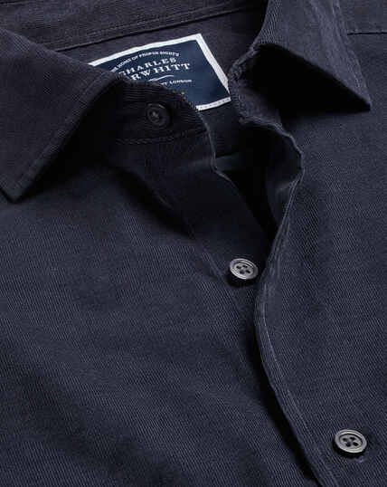 Spread Collar Fine Corduroy Shirt - French Blue