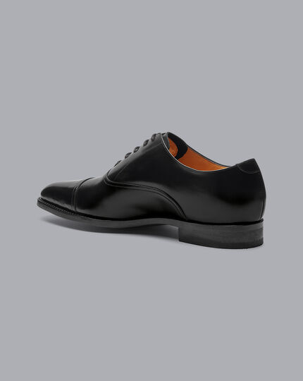 Goodyear Welted Oxford Toe Cap Shoes - Black