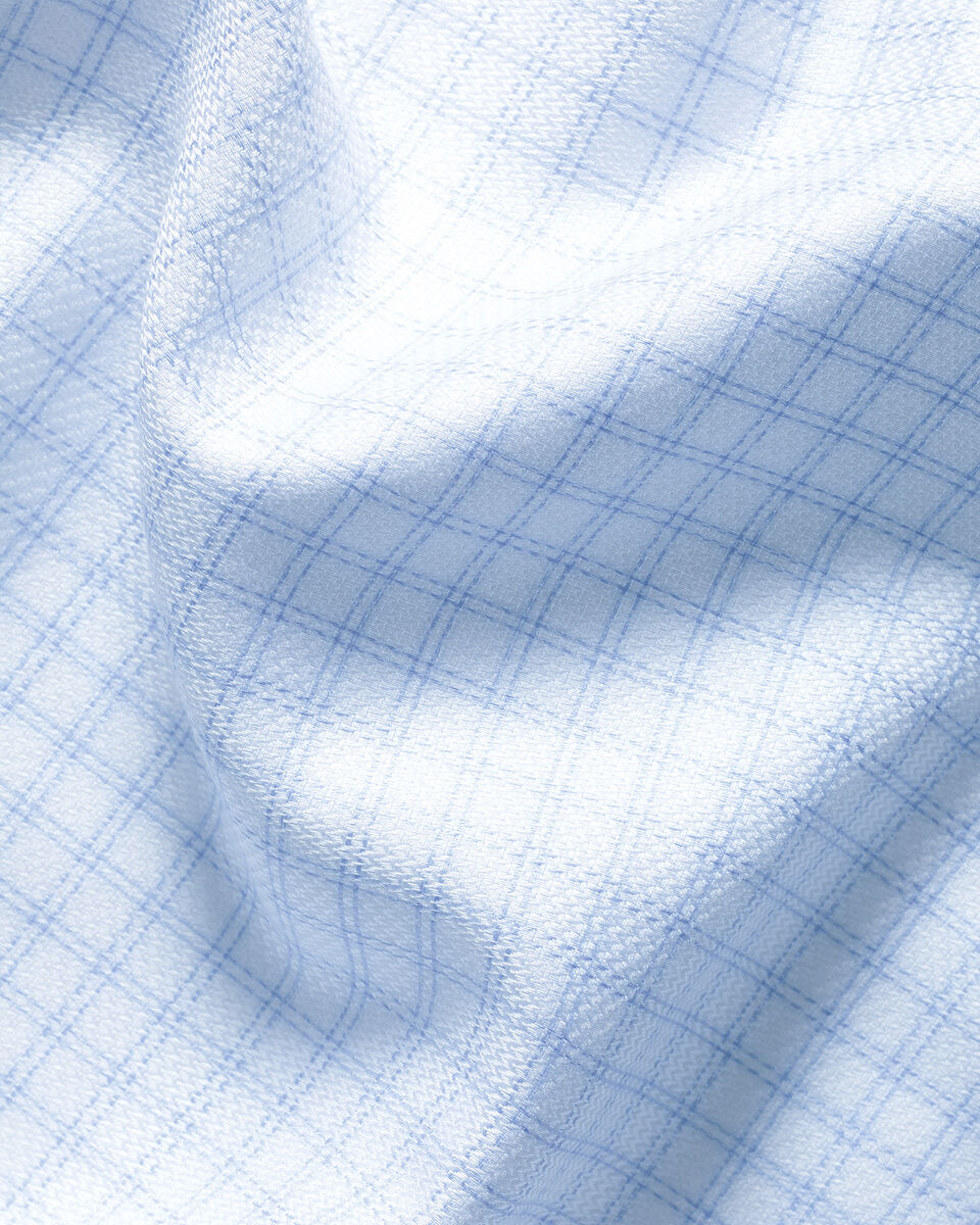 Chemise &agrave; carreaux &agrave; tissage Trafalgar extensible sans repassage - Bleu oc&eacute;an