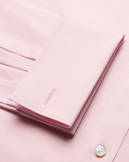 Semi-Cutaway Collar Egyptian Cotton Hampton Weave Shirt - Light Pink