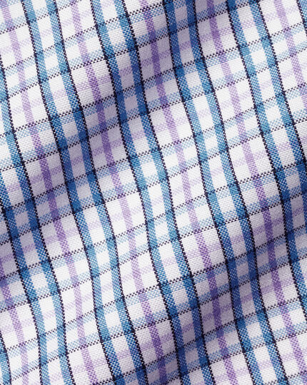 Button-Down Collar Non-Iron Oxford Multi Check Shirt - Mauve Purple