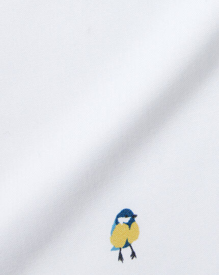 Button-Down Collar Non-Iron Stretch Poplin Bird Print Shirt  - Lemon Yellow