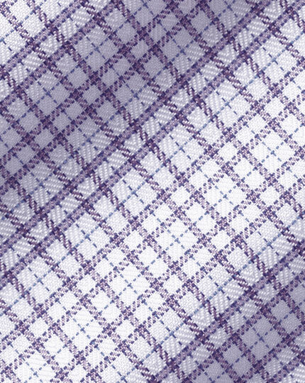 Semi-Spread Collar Egyptian Cotton Multi Check Shirt - Mauve Purple