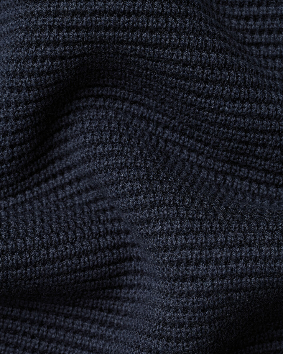 Katoen Polo Met Lange Mouwen En Gewoven - Marineblauw