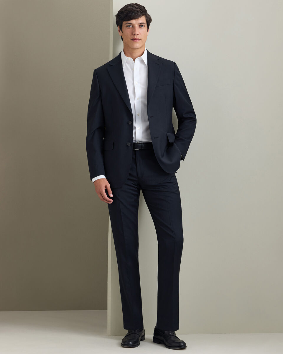 Pantalon De Costume En Serg&eacute; Naturellement Extensible - Noir