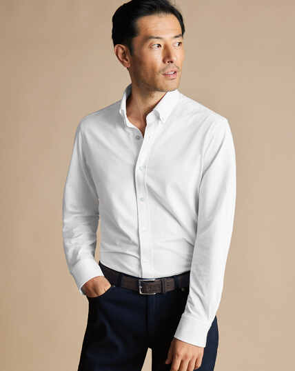 Chemise en jersey extensible dans les quatre sens - Blanc