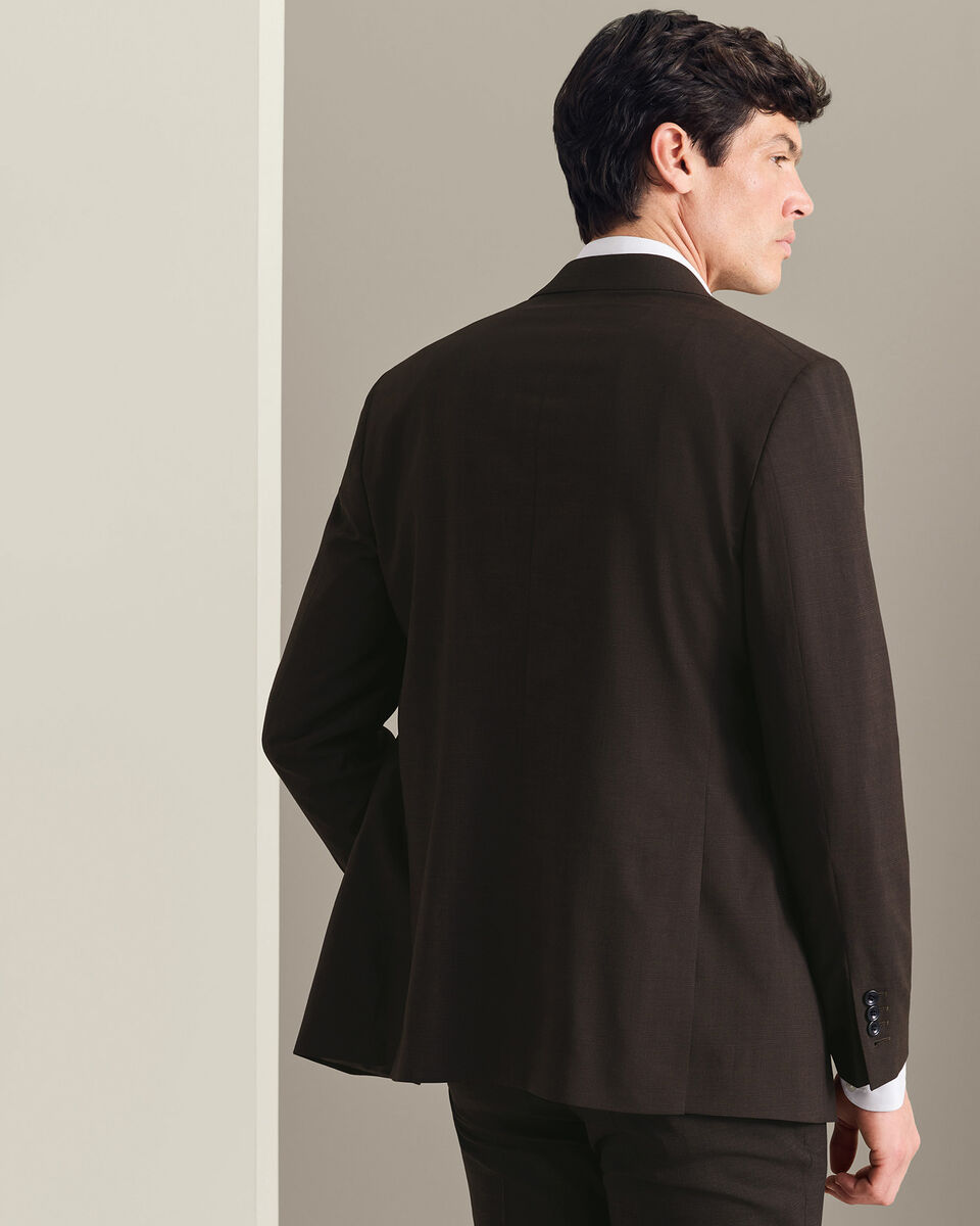 Ultimate Performance Prince of Wales Suit Jacket - Chocolate Brown