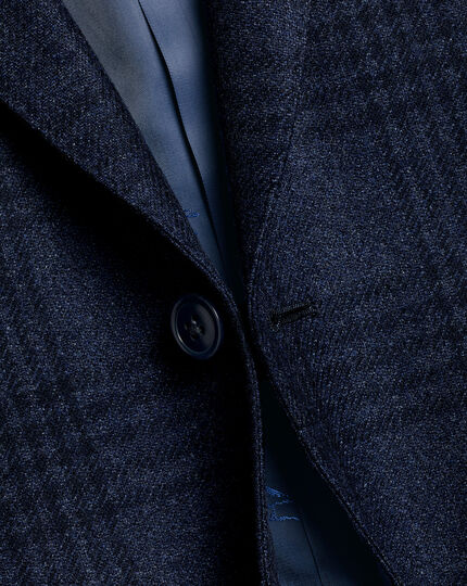 Wool Silk Check Jacket - Ink Blue