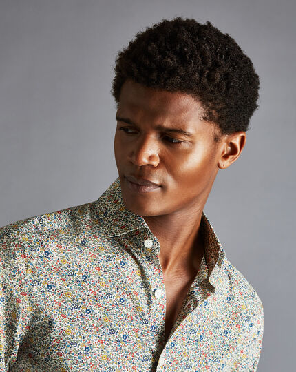 Made with Liberty Fabric Floral Print Semi-Spread Collar Shirt - Multi