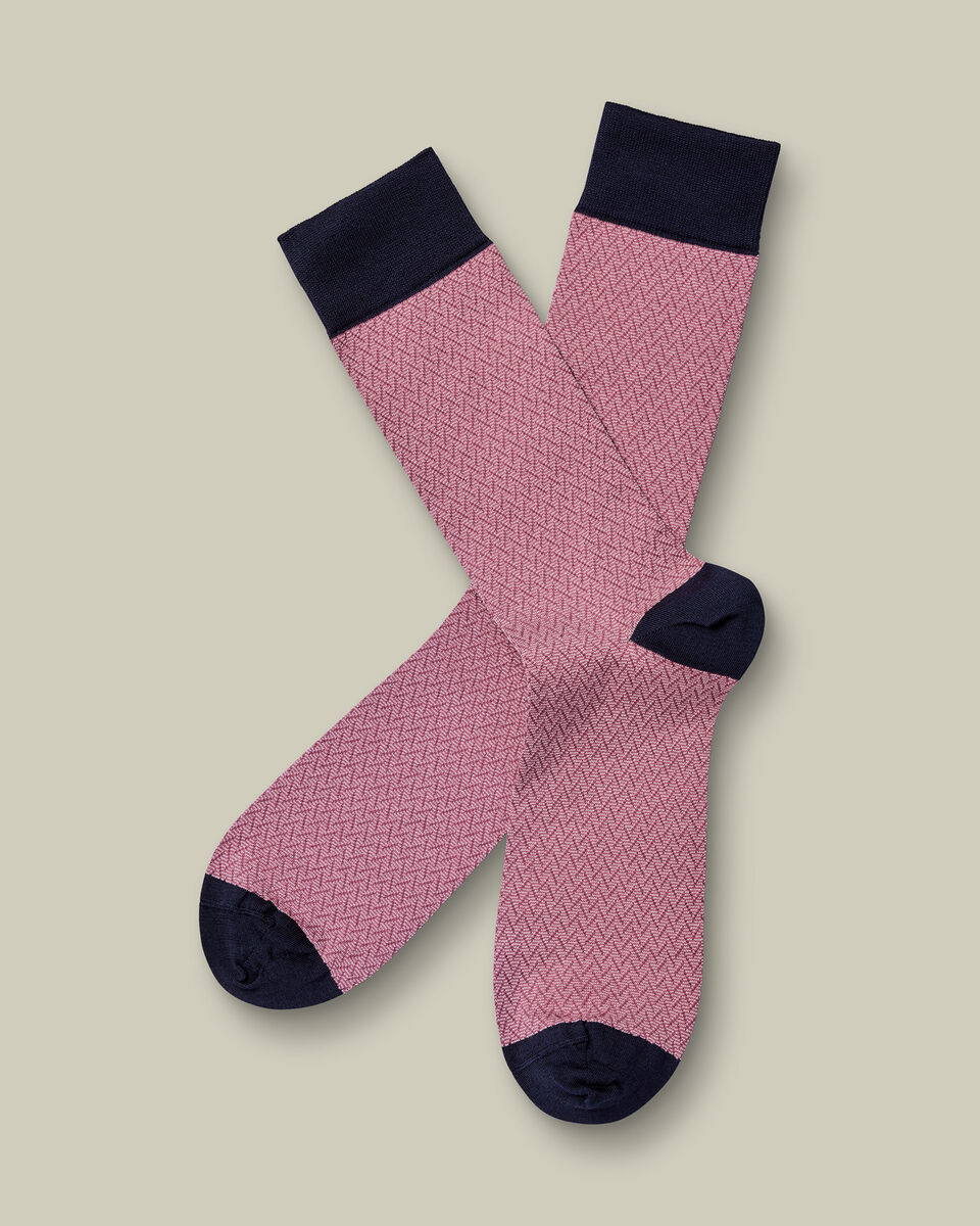 Herringbone Socks - Dark Pink