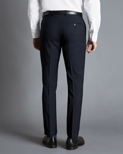 Melange Pinstripe Suit Trousers - Dark Navy