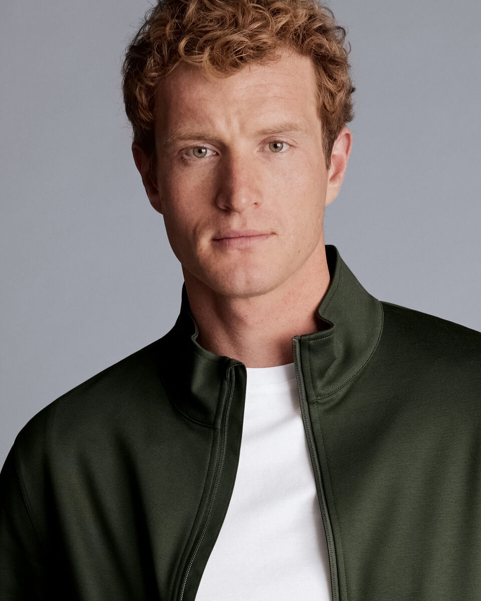 Performance Funnel Neck Jacket Olive Green Charles Tyrwhitt