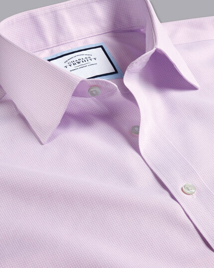 Non-Iron Twill Micro Check Shirt - Mauve Purple