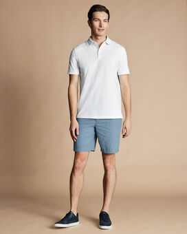 Cotton Linen Shorts - Mid Blue