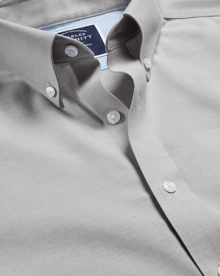 Button-Down Collar Non-Iron Stretch Oxford Shirt - Silver Grey