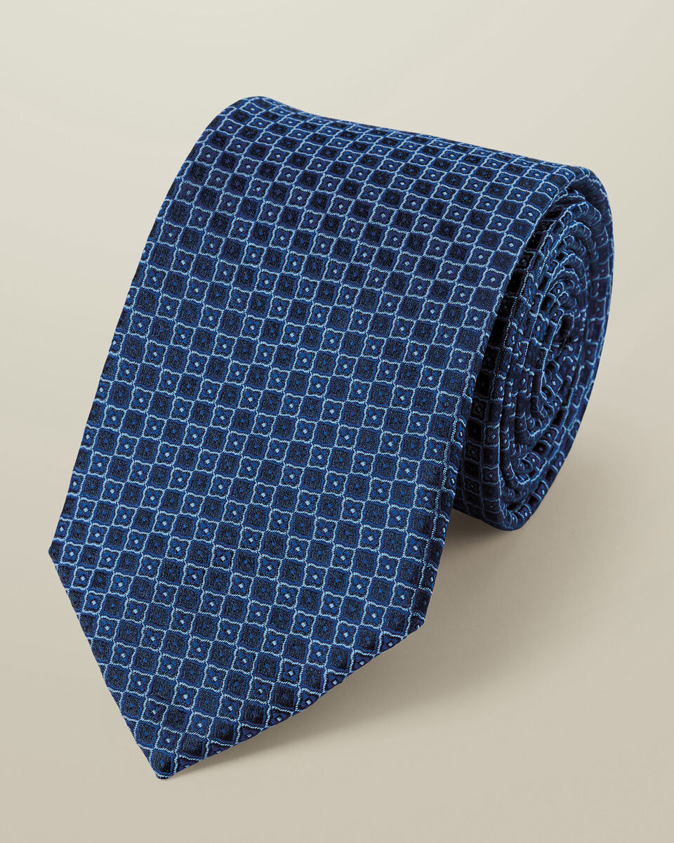 Krawatte aus Seide mit geometrischem Muster - Marineblau