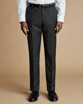 Natural Stretch Twill Suit Trousers - Charcoal
