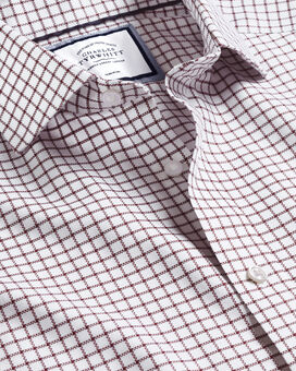 Cutaway Collar Non-Iron Richmond Weave Check Shirt - Wine Red
