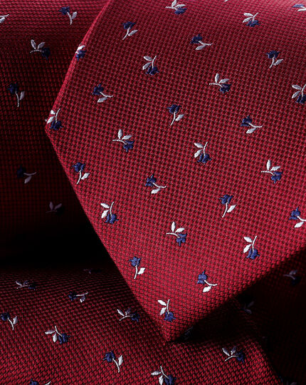 Krawatte aus Seide mit floralem Miniprint - Rot