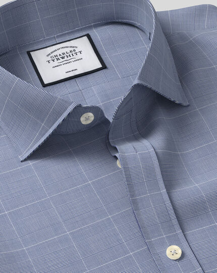 Spread Collar Non-Iron Cotton with TENCEL™ x REFIBRA™ Check Shirt - Navy