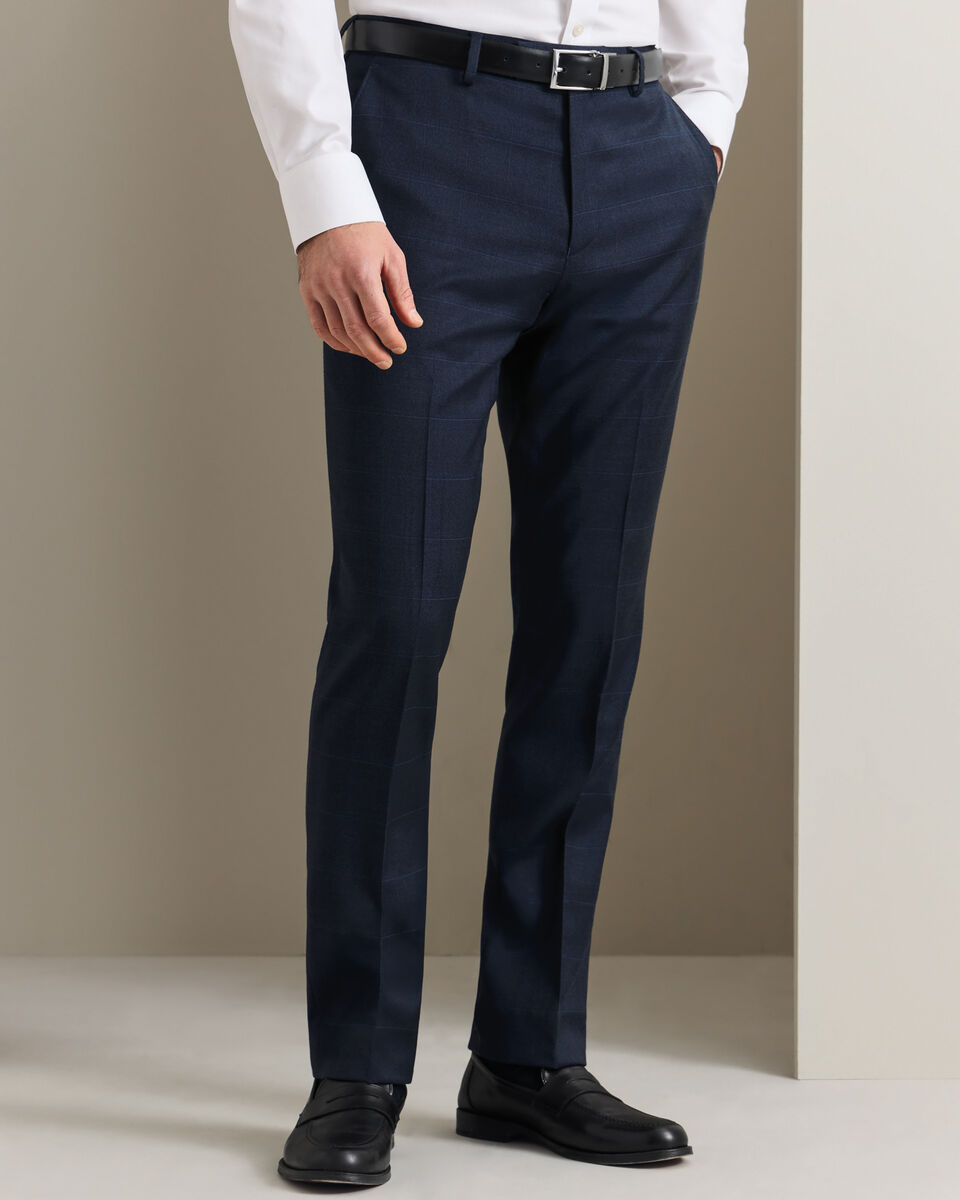 Check Suit Trousers - Indigo Blue