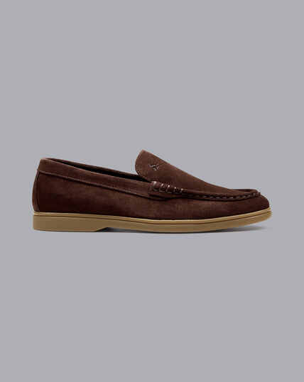 Suede Slip-On Shoes - Chocolate Brown