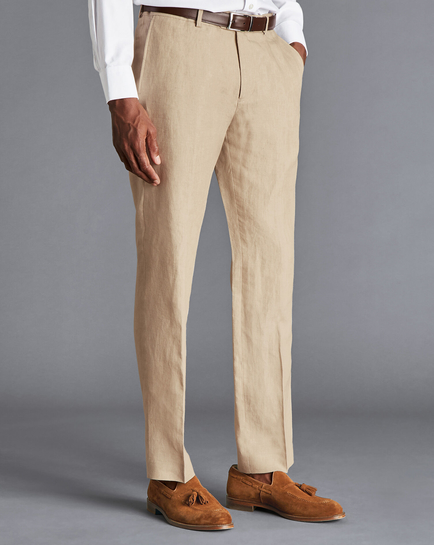 Italian Linen Pants - Stone Slim 
