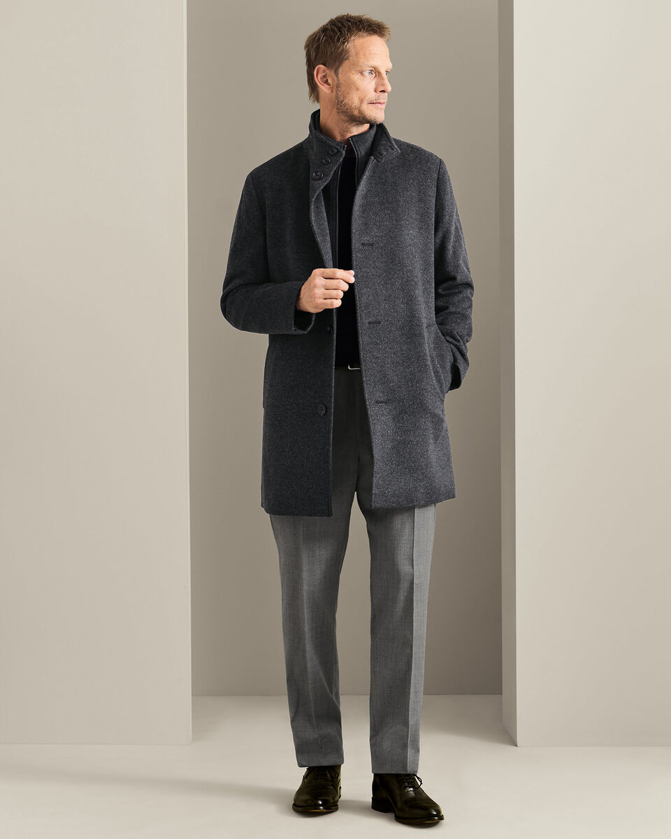 Feiner Merino-Mantel mit Stehkragen&nbsp;- Anthrazit