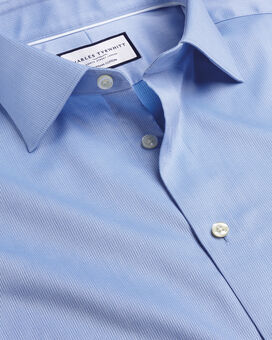 Semi-Spread Collar Egyptian Cotton Windsor Weave Shirt - Cornflower Blue