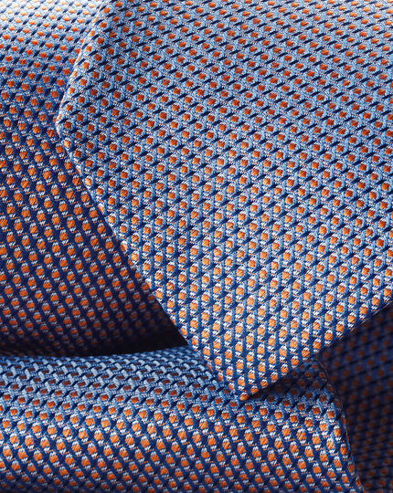 Stain Resistant Semi Plain Pattern Silk Tie - Ocean Blue