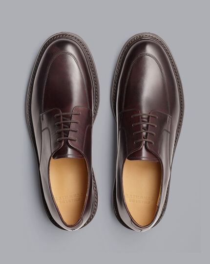 Leather Apron Derby Shoes - Chestnut Brown
