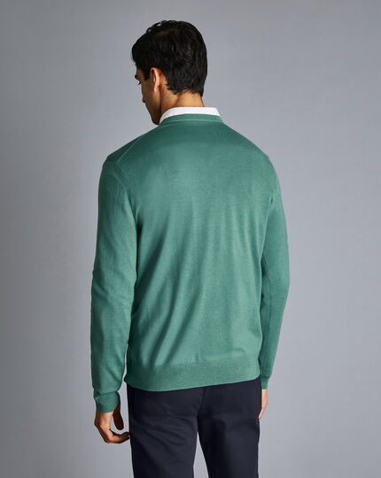 Merino V-Neck Sweater - Green