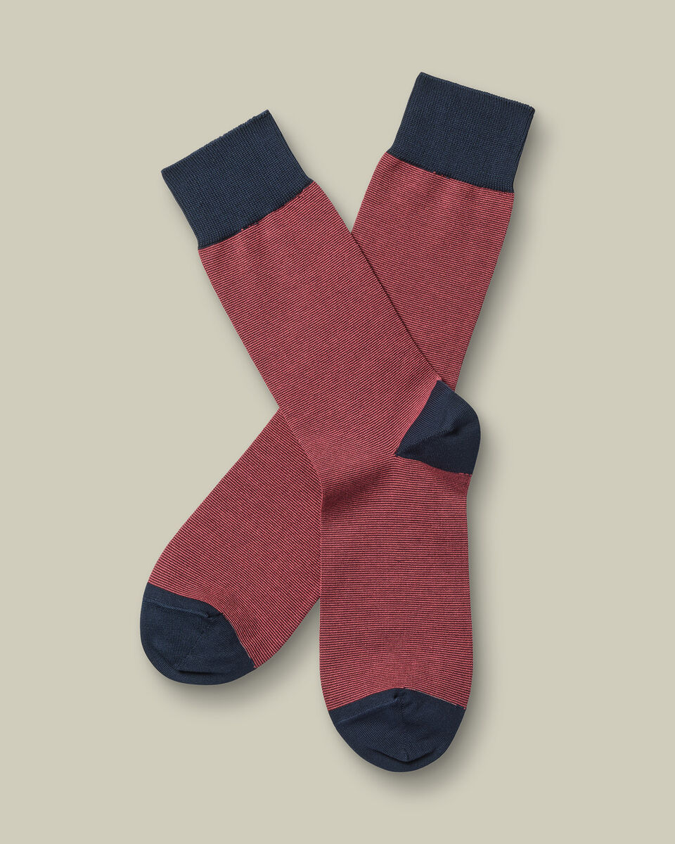 Cotton Stripe Socks - Dusty Pink