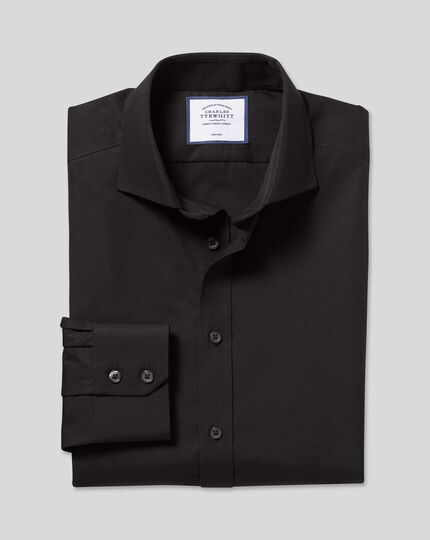 Cutaway Collar Non-Iron Poplin Shirt - Black