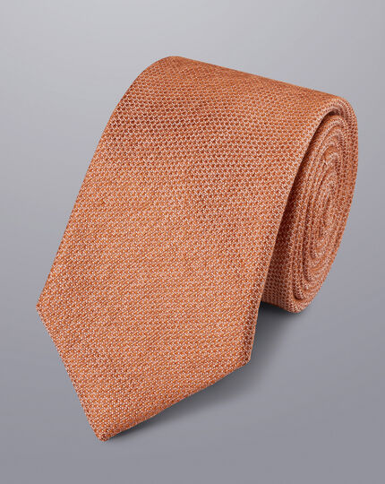 Krawatte aus Seide-Leinen-Mix - Orange