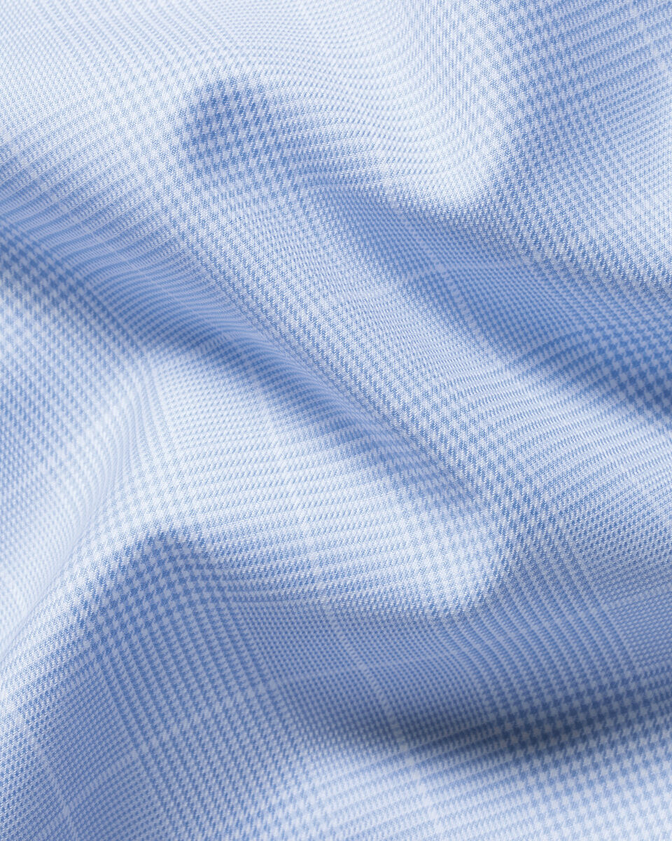 B&uuml;gelfreies Twill-Hemd mit Prince-of-Wales-Karos&nbsp;- Himmelblau