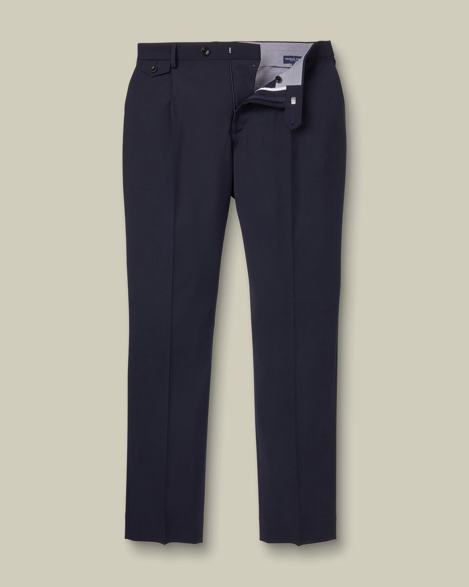Wool Stretch Trousers - Navy