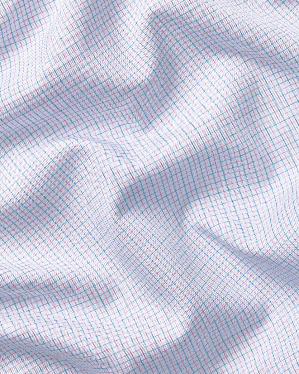 Non-Iron Stretch Poplin Check Shirt &ndash; Lilac & Sky Blue