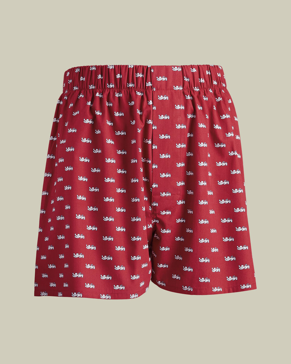 The Lions Print Woven Boxers - Red