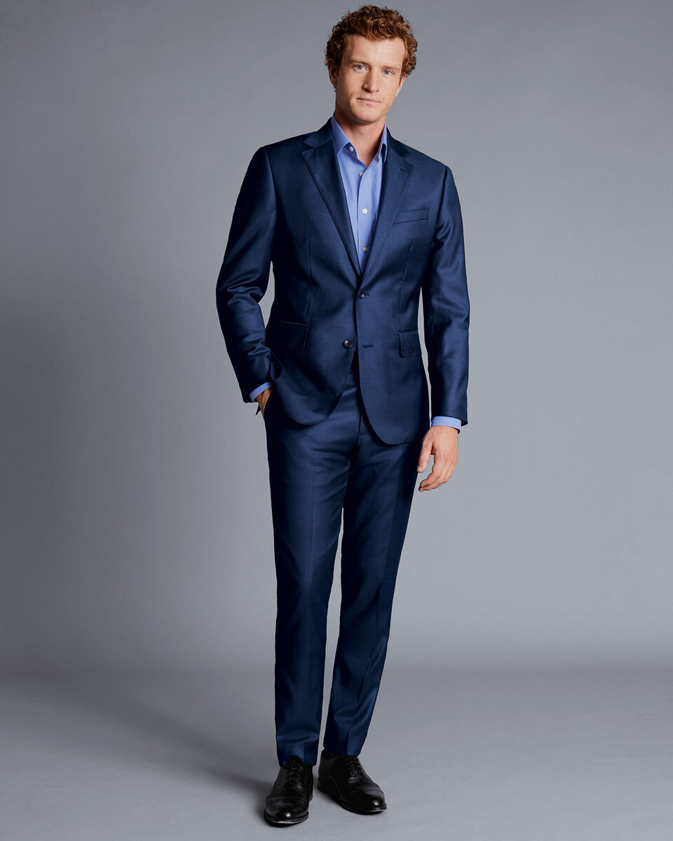 Natural Stretch Twill Suit - Mid Blue | Charles Tyrwhitt
