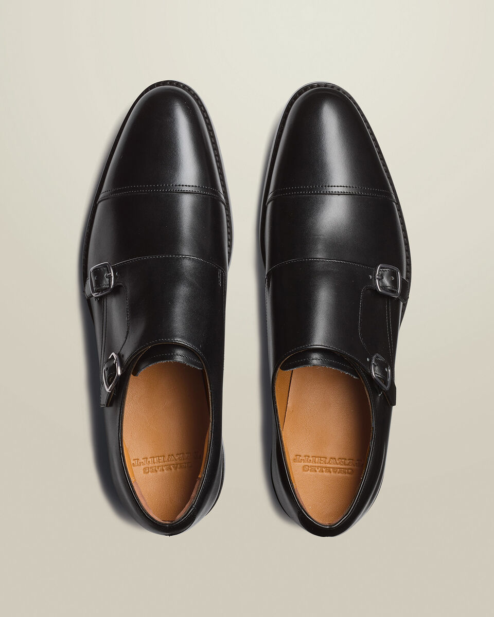 Leder Monk Schoenen Met Dubbele Gesp - Zwart