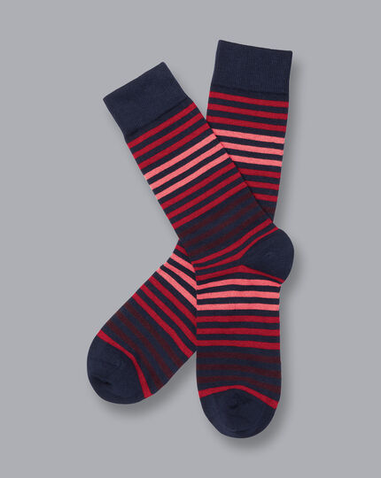 Tonal Stripe Socks - Red