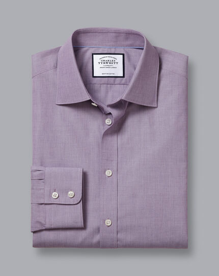 Semi-Spread Collar Egyptian Cotton End-on-End Shirt - Purple