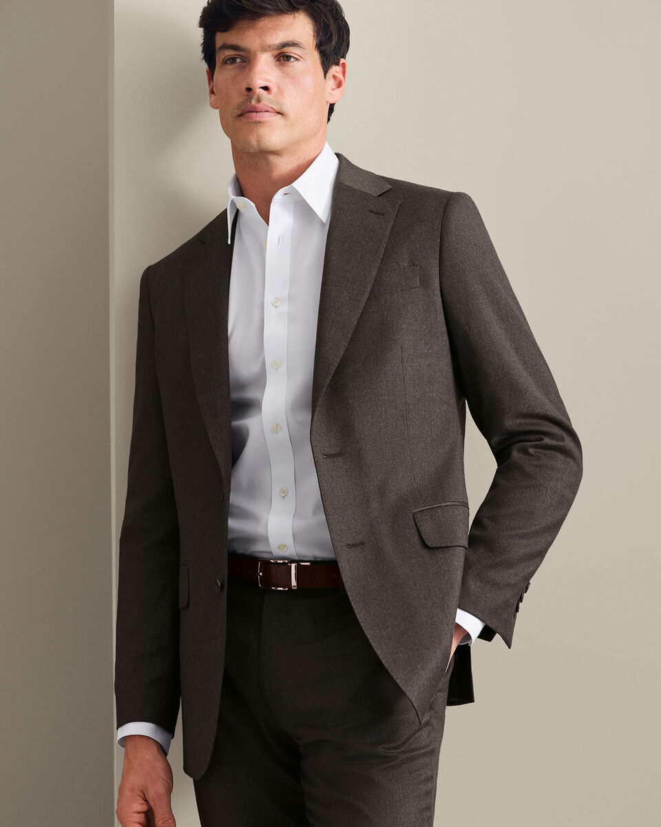 Italian Flannel Suit Jacket - Mocha