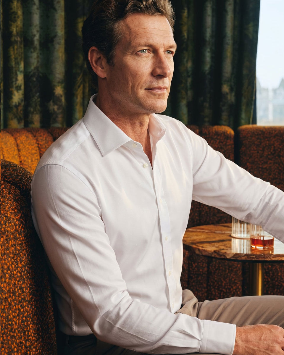 Chemise en serg&eacute; de luxe - Blanc