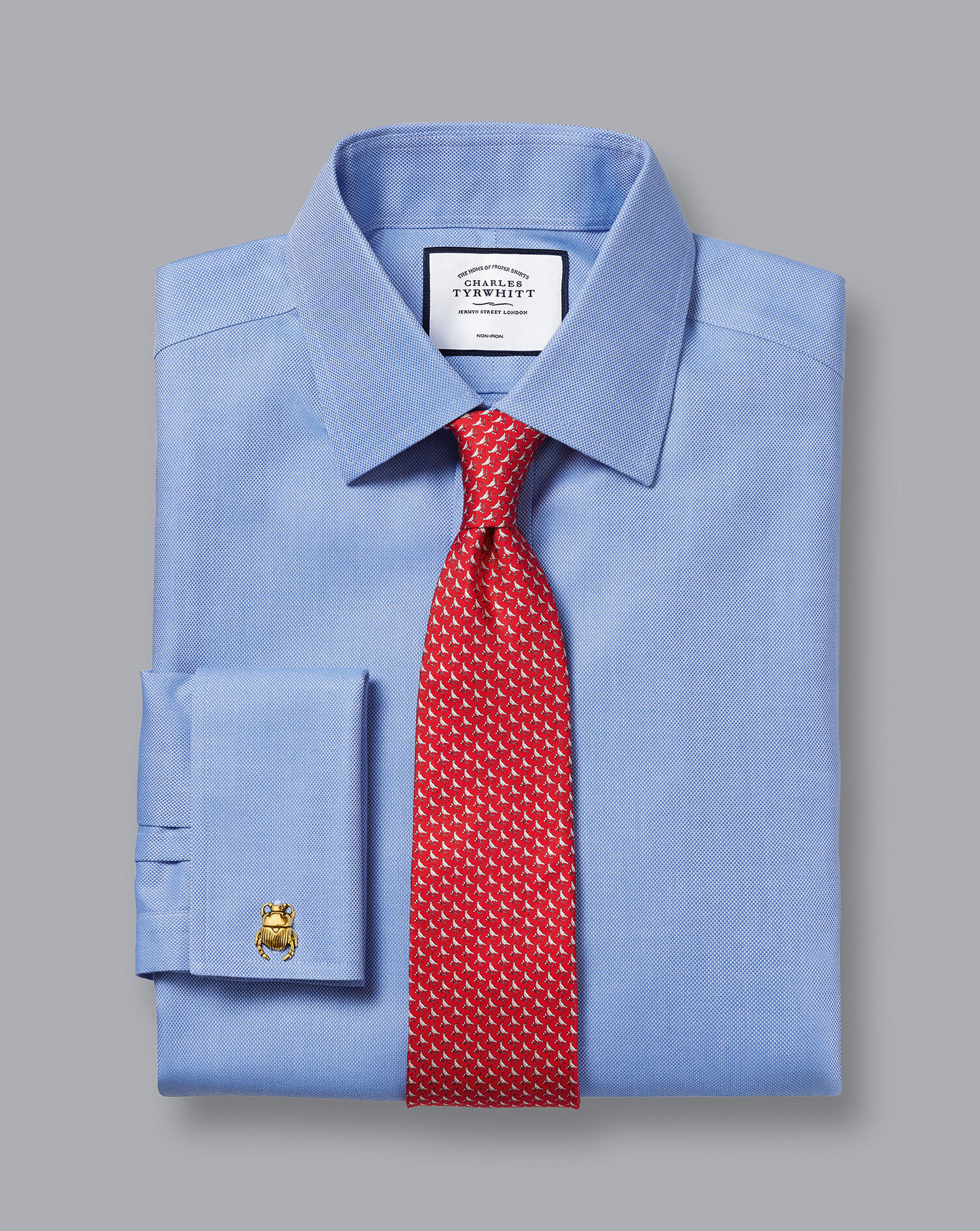 Men's Shirt Non Iron Formal  Blue Royal Oxford  Button Cuff 